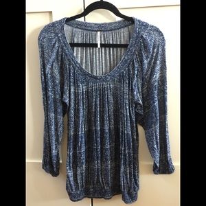 Free People blue print long sleeve top size S